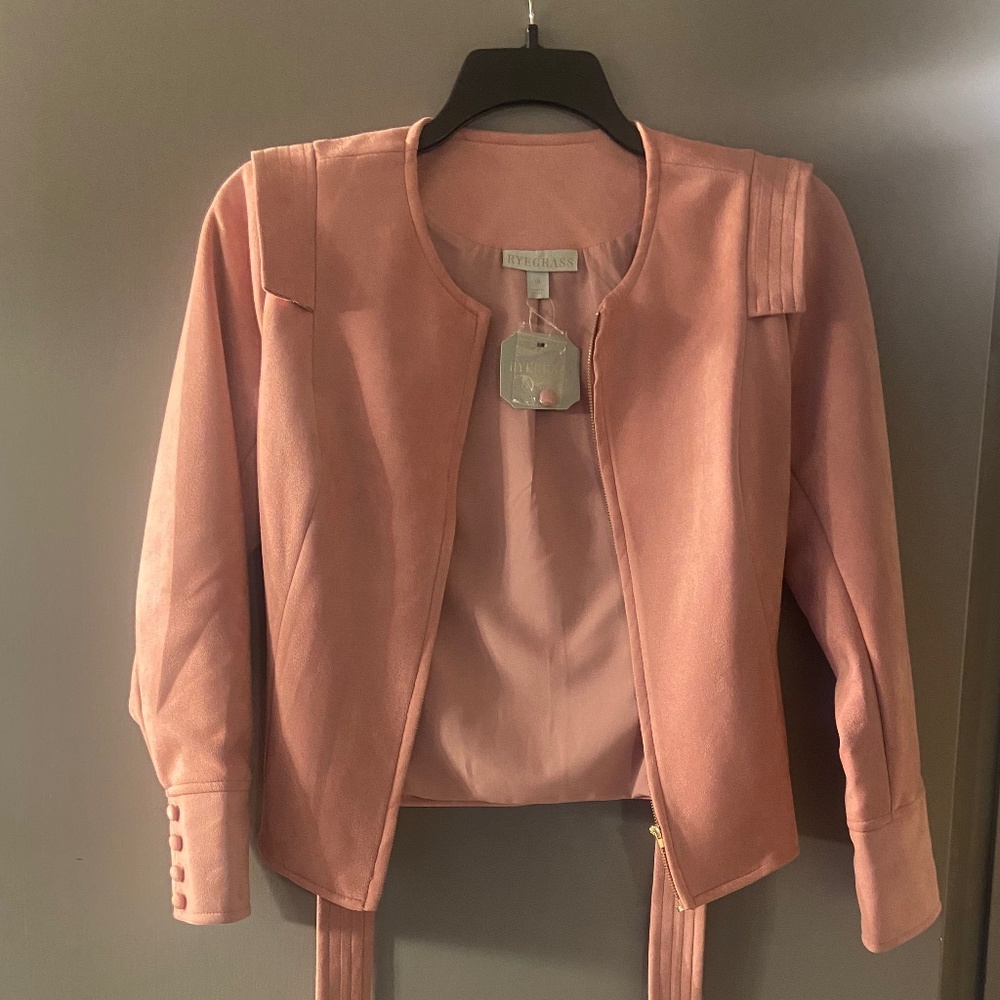 Ryegrass Women's Desert Rose Faux Suede Lightweight Cropped Jacket Size 10